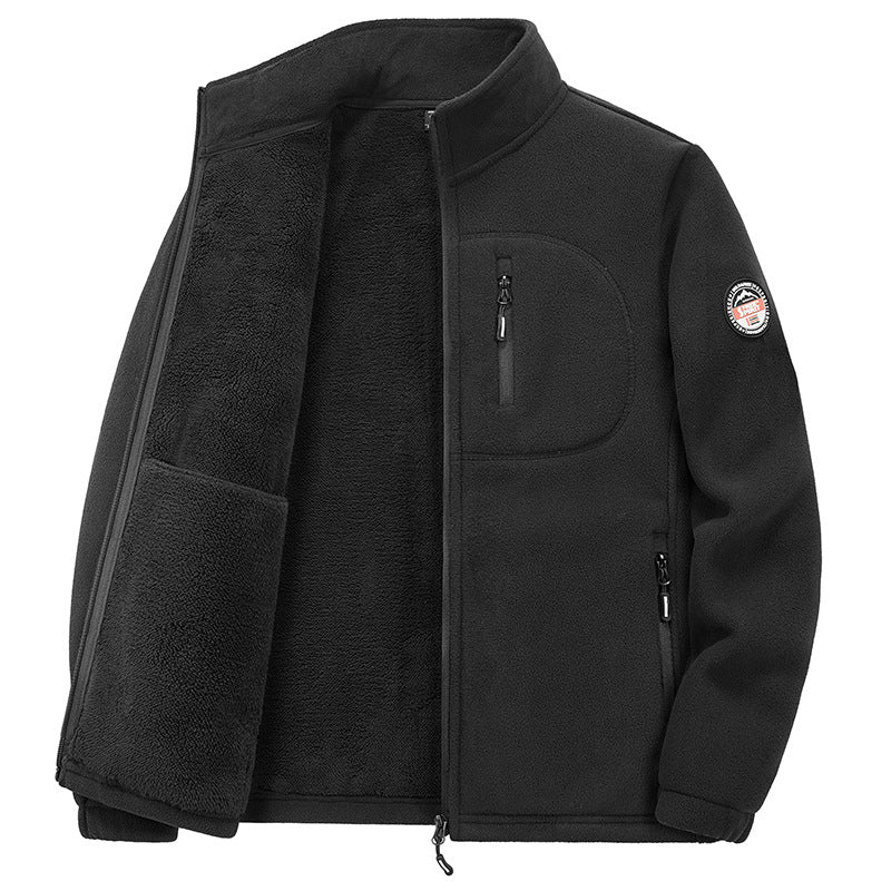 Mens Thickened Fleece Multi-Pocket Casual Jacket