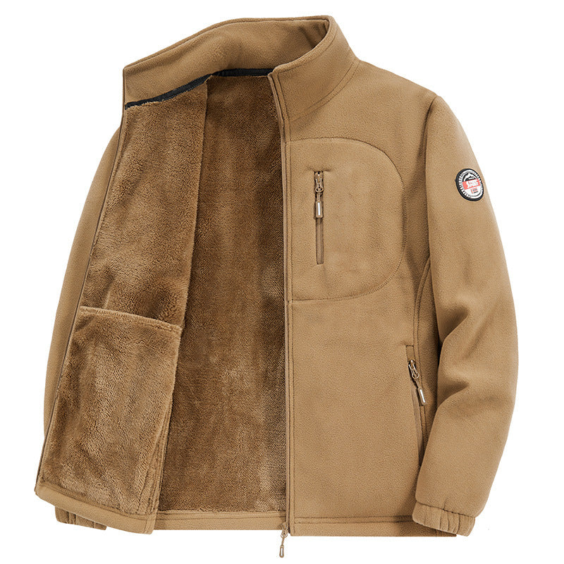 Mens Thickened Fleece Multi-Pocket Casual Jacket